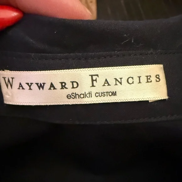 Wayward Fancies Embroidered Floral Shirt Dress Black Tie Waist - Picture 4 of 5